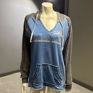 Daytona International Speedway Women's Blue and Gray Hoodie